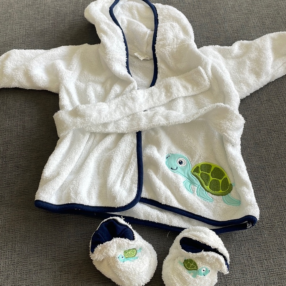 Terry cloth robe and slipper set